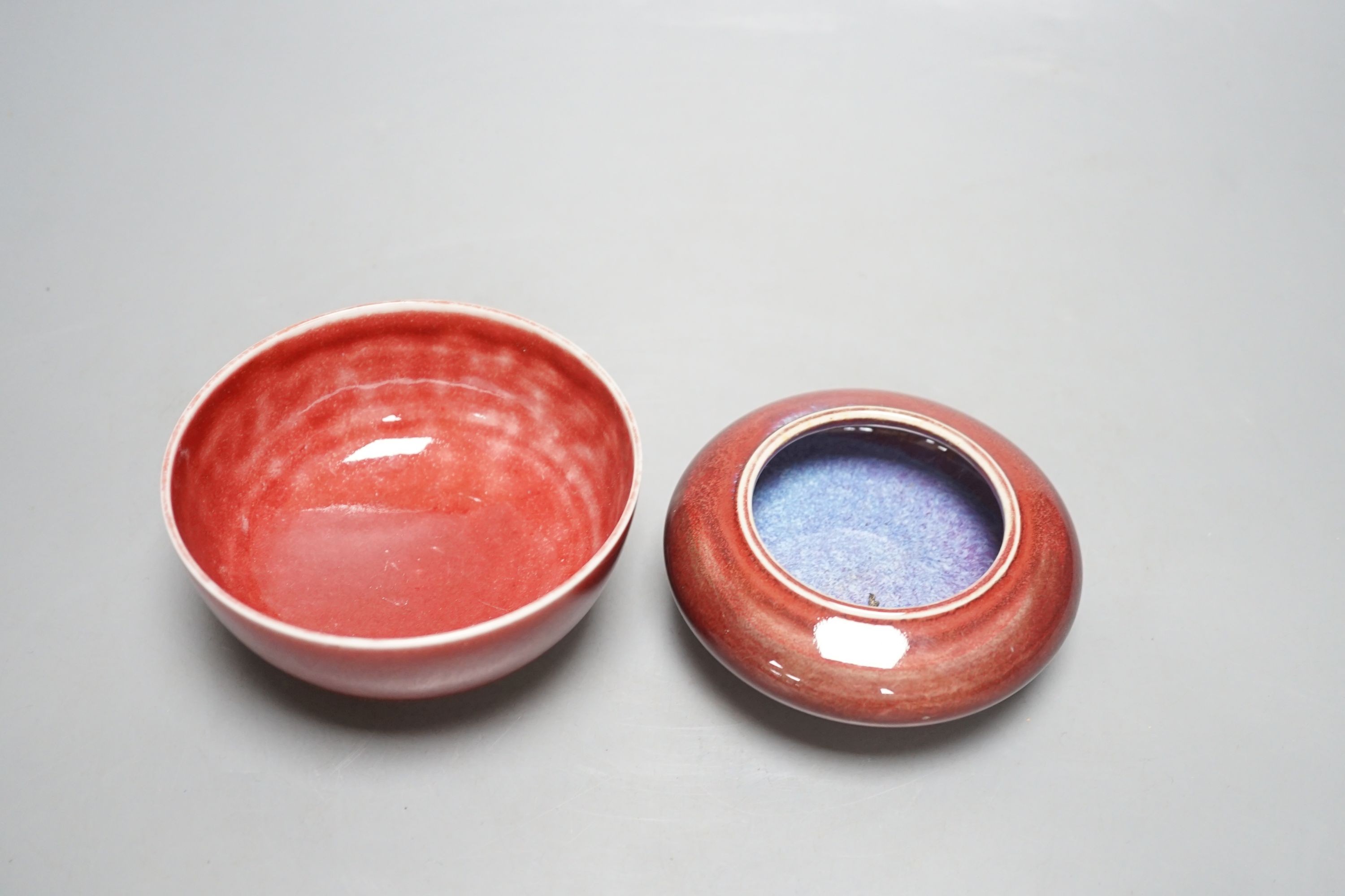A Chinese sang de boeuf bowl and brushwasher, 11.5cm